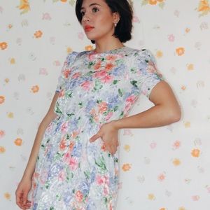 Vintage Pastel Watercolor 80’s Dress